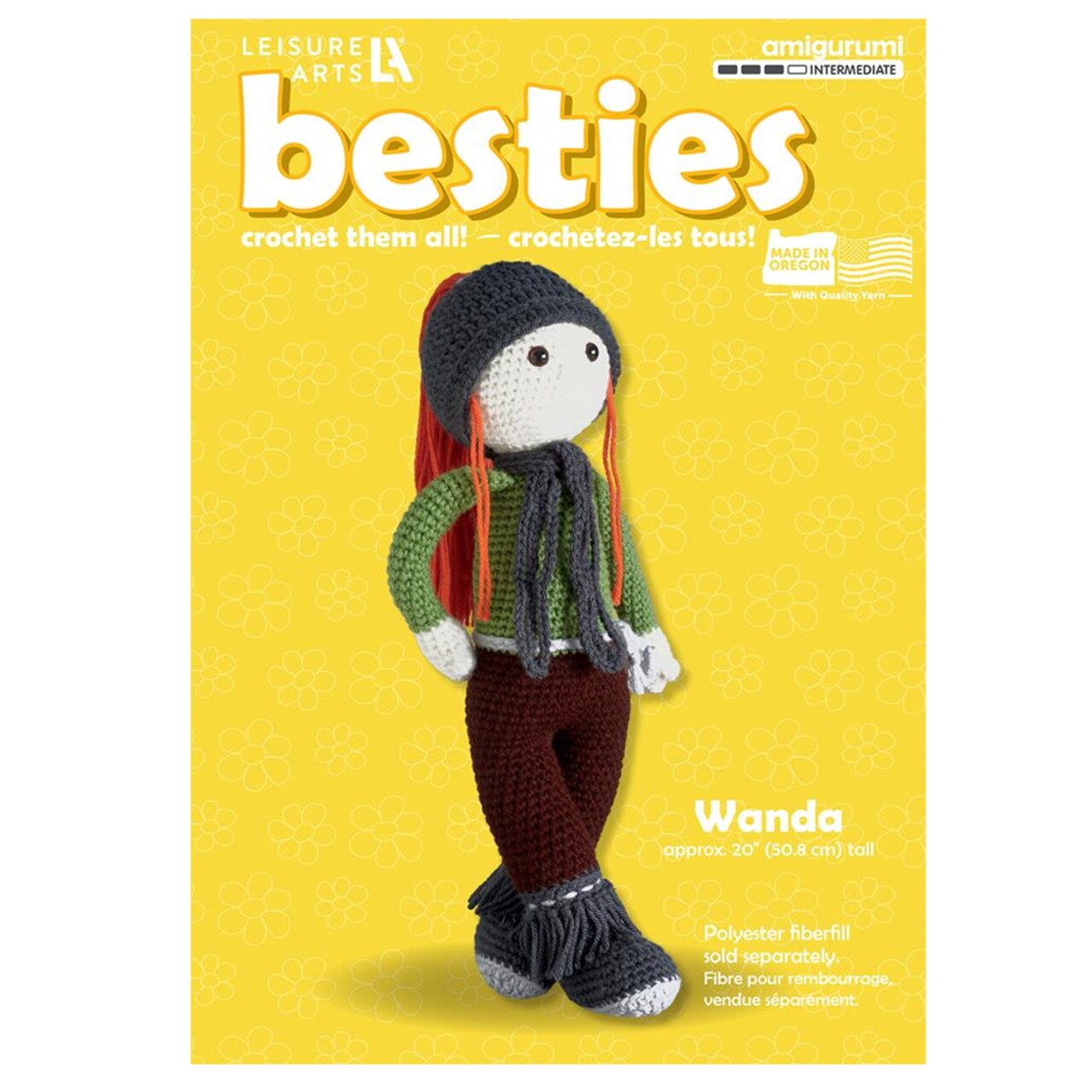 Leisure Arts - Crochet Kit, Besties Wanda, 16", Crochet Kit For Beginners, Complete Kit, Animal Kits, Animal Diy Amigurumi Kits